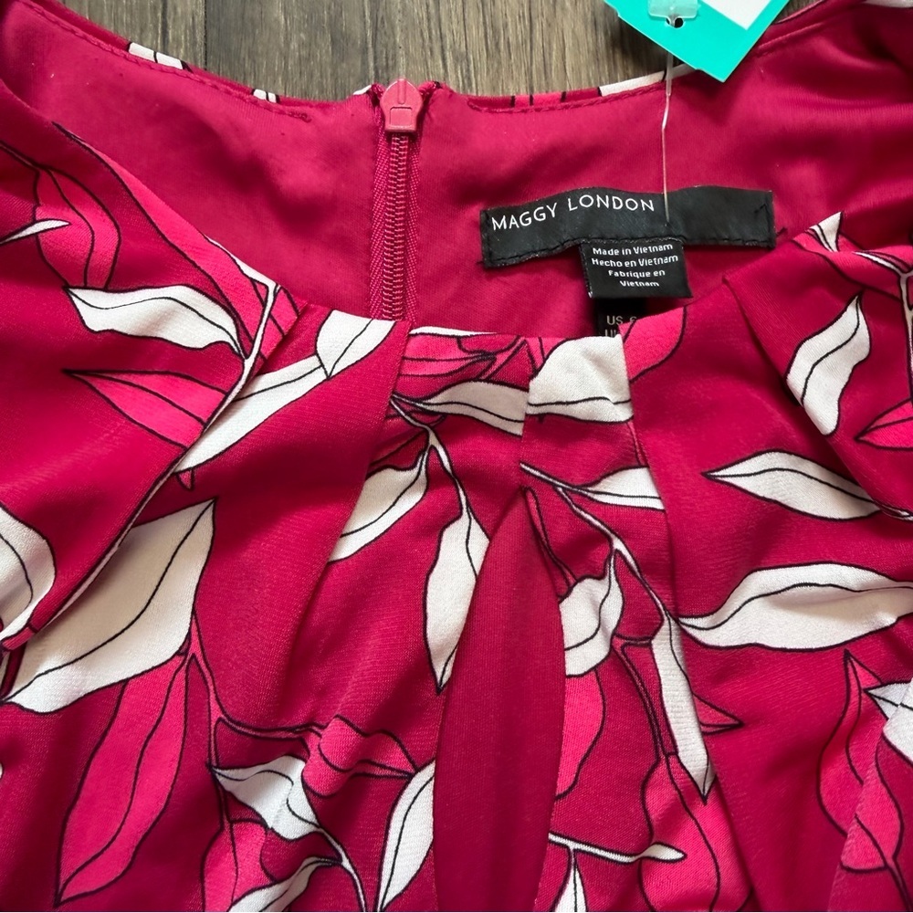 NWT Maggy London Novella Floating Leave Maxi Dress Twisted Front Red Wine Boho 6 - Picture 6 of 16